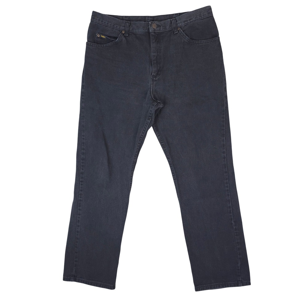 Lee Regular Fit Jeans Mens 38x32 Black 100% Cotton Straight Leg Denim Minimalist
